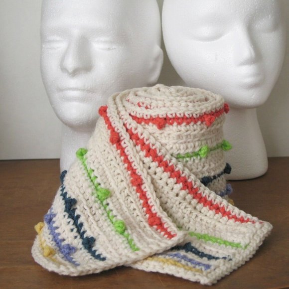 Long Striped Scarf off-white/multicolor men women - Picture 13 of 13